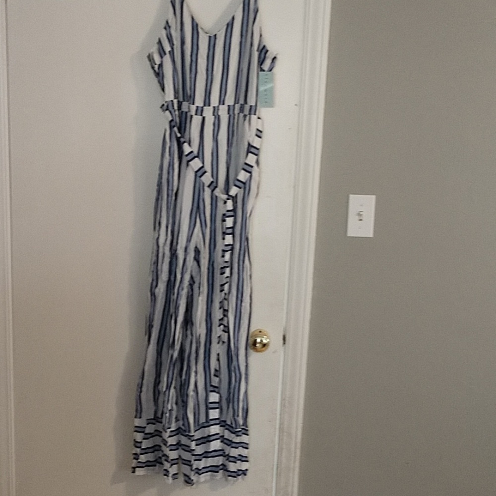 Blue and white striped Very J jumpsuit